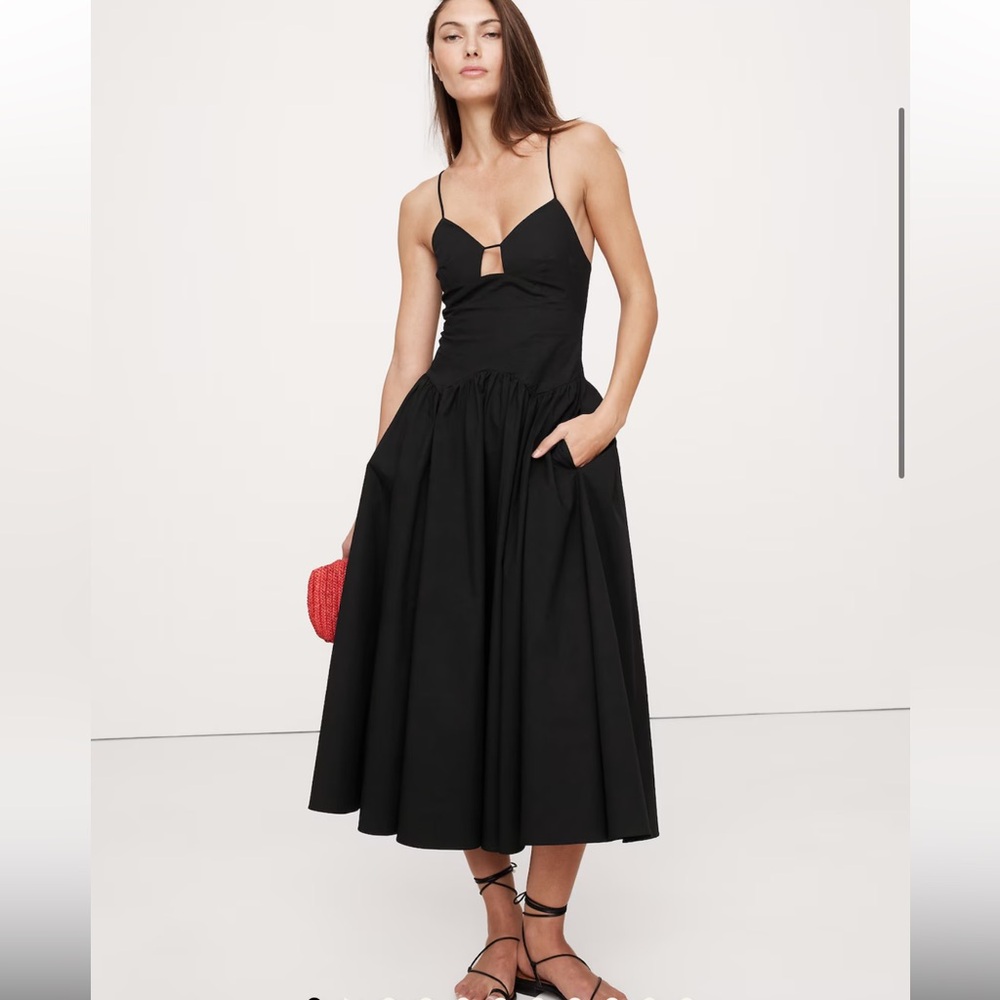 Banana Republic Elegant Black Midi poplin Dress (sold out), XS